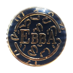 Botón EBBA Zamak Hanging Rose Gold con pintura azul y acrílico transparente 17mm